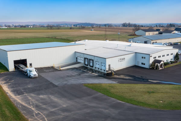 An aerial photo of Yoder Industries Laser Cutting and Forming Shop in Lancaster, PA.