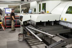 Metal Tubes being Cut in Laser Tube Cutting Machine.